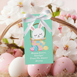 Étiquettes-cadeau De Pâques Bunny Cute Pastel Green Kids Cadeau