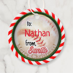 Étiquettes Cadeau De Père Noël Christmas Baseball