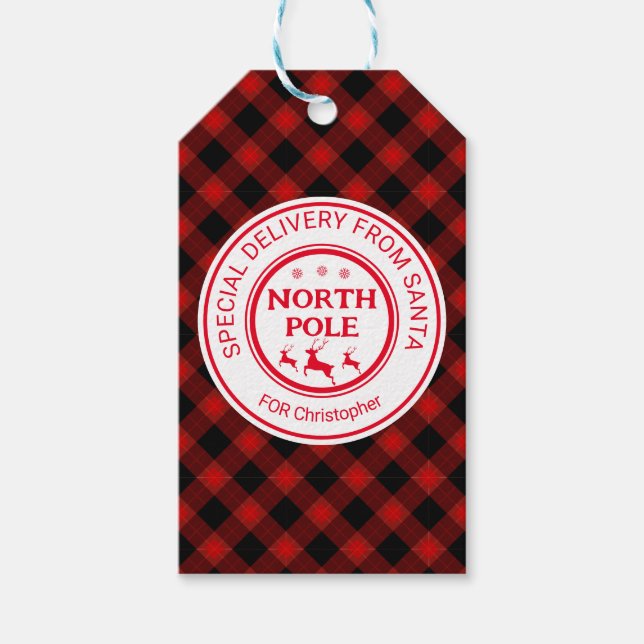 Étiquettes-cadeau de père Noël stickers pôle nord (Devant)