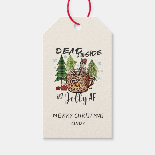 Étiquettes-cadeau Dead Inside Jolly AF Funny Christmas (Devant)