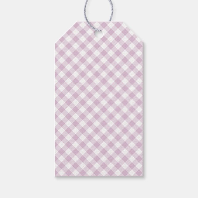 Étiquettes-cadeau Début d'Automne Rétro Gingham | Lilas Chaud (Devant)