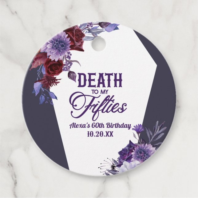 Étiquettes Cadeau Décès à mes cinquante Floral 60e Anniversaire (Devant)