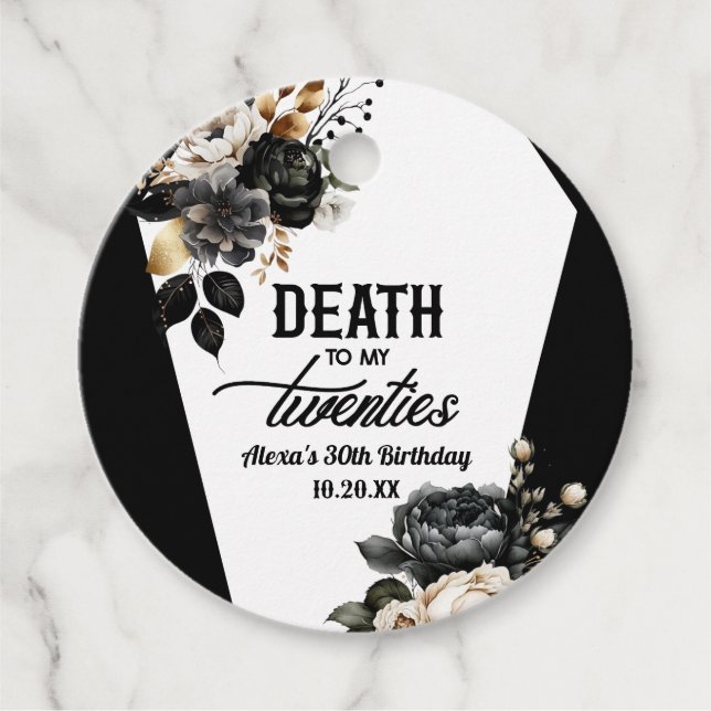 Étiquettes Cadeau Décès à mes vingt Floral 30e Anniversaire (Devant)