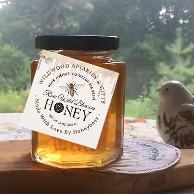 Étiquettes Cadeau Déchets de miel et abeille Fabriquée avec amour pa (Créateur téléchargé)