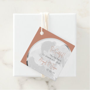 Étiquettes Cadeau Décontracté Terra Cotta Modern Mariage Photo