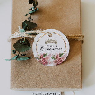 Étiquettes Cadeau Décor d'anniversaire de la Quinceañera Rose