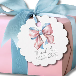 Étiquettes Cadeau Découverte du sexe avec un nœud rose et bleu