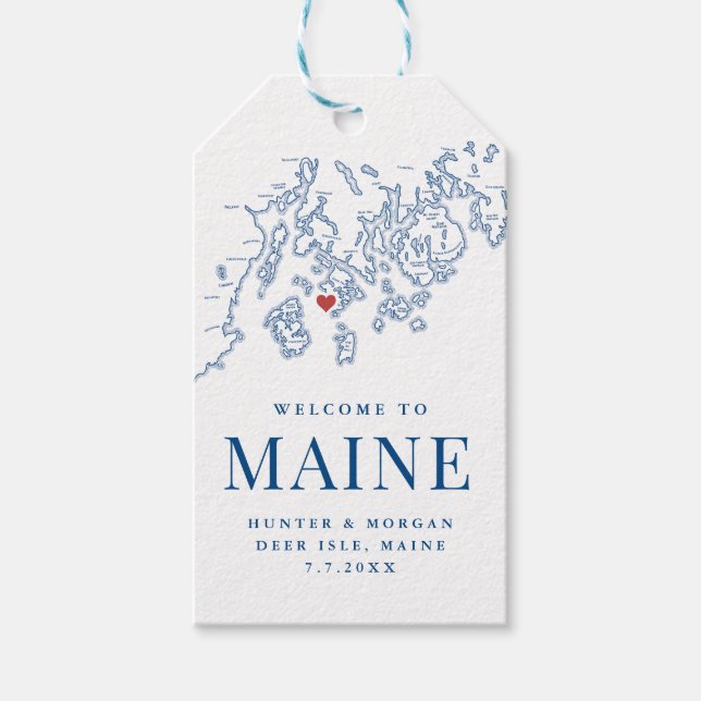 Étiquettes-cadeau Deer Isle Bienvenue dans Maine Wedding Favor (Devant)