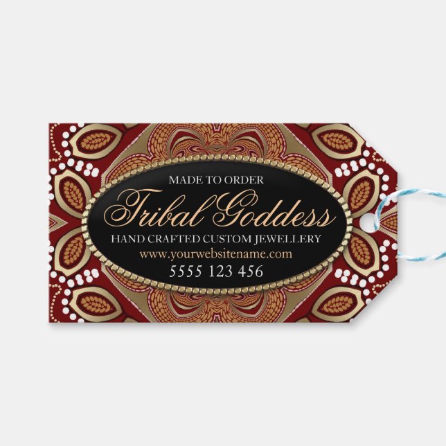 Étiquettes-cadeau Déesse de la Terre Tribal Promotion commerciale (Devant (Horizontal))