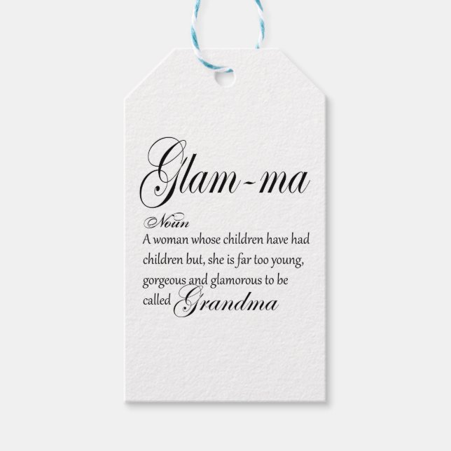 Étiquettes-cadeau Définition de grand-mère GLAM MA (Devant)