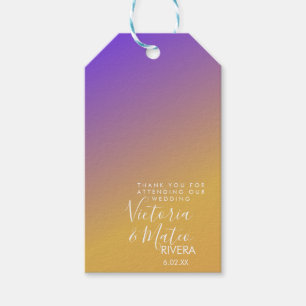 Étiquettes-cadeau Dégradé Ombré Mariage Coucher de Soleil Violet Jau