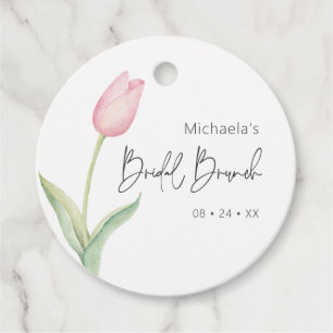 Étiquettes Cadeau Déjeuner de mariage moderne aux tulipes roses solo