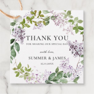Étiquettes Cadeau Délicat Lilac violet Mariage Floral Merci