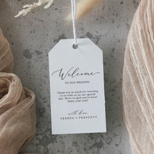 Étiquettes-cadeau Delicate Black Calligraphy Wedding Welcome
