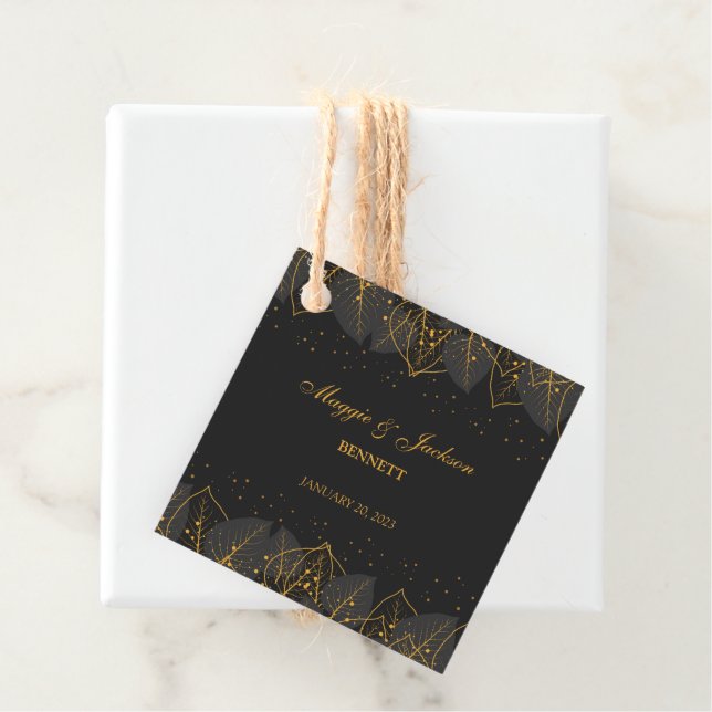 Étiquettes Cadeau Delicate Gold Feuilles (En situation)