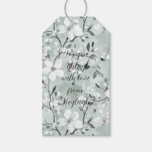 Étiquettes-cadeau Délicieux Fleurs Grises et Blanches Shower de Mari