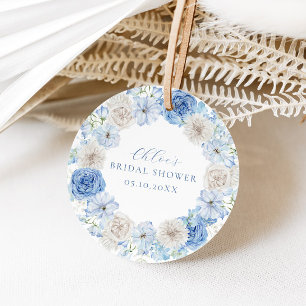 Étiquettes Cadeau Délicieux Mariage Élégant Fleurs Bleues