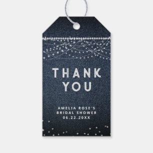 Étiquettes-cadeau Denim Diamonds Lumières rustiques Élégant Merci