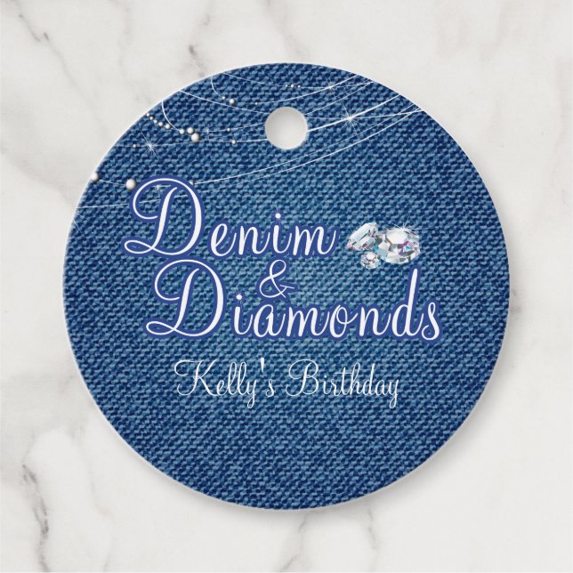 Étiquettes Cadeau Denim et diamants (Devant)