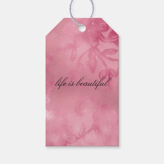 Étiquettes-cadeau Dentelle Rose Chic (Devant)
