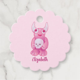 Étiquettes Cadeau Déplaisant mignon Demon Pink Crâne Pastel Goth Nom