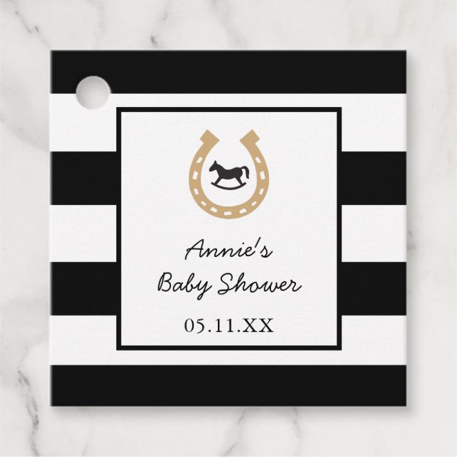 Étiquettes Cadeau Derby Horseshoe Rocking Horse Baby shower (Devant)