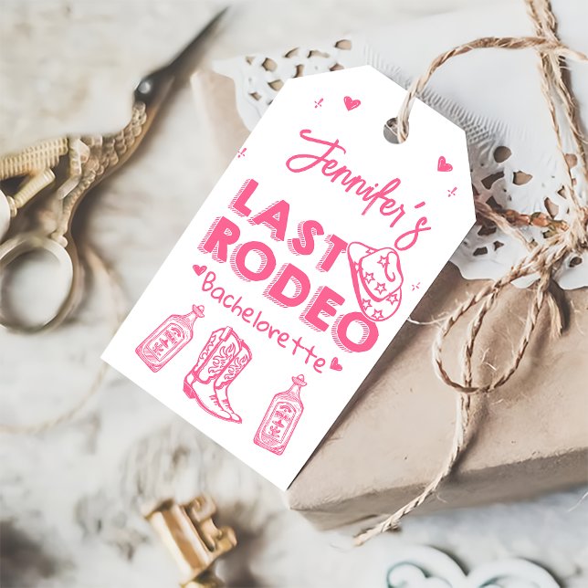 Étiquettes-cadeau Dernier Rodeo Cowgirl Bachelorette Party (Créateur téléchargé)