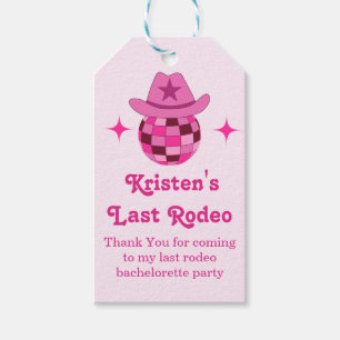 Étiquettes-cadeau Dernier Rodeo Pink Disco Cowgirl Bachelorette