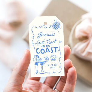Étiquettes-cadeau Dernier Toast Coast Beach Bachelorette Party