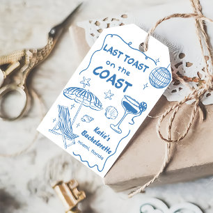 Étiquettes-cadeau Dernier Toast Coast en Whimsical Bachelorette Bleu