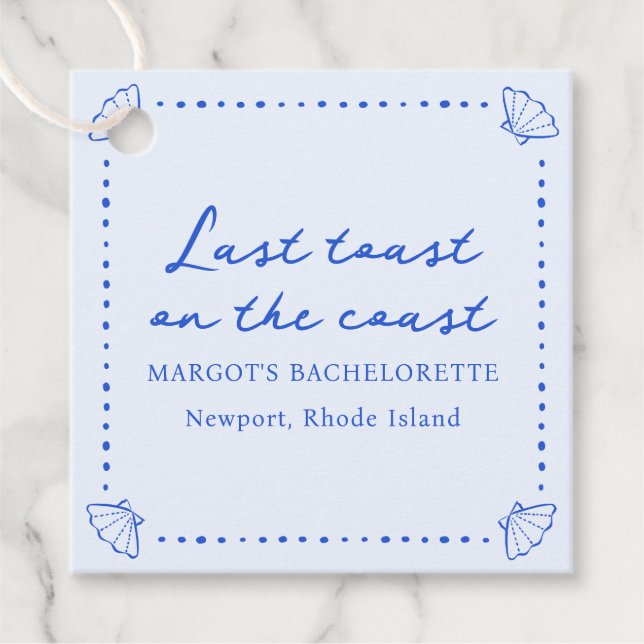 Étiquettes Cadeau Dernier toast sur la côte - Bachelorette Coquille  (Devant)