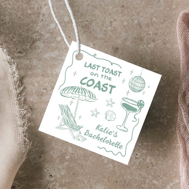 Étiquettes Cadeau Dernière Toast Coast dessinée à la main Bacheloret (Créateur téléchargé)