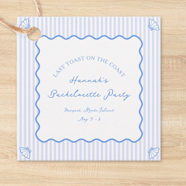 Étiquettes Cadeau Dernière Toast sur la Côte Fête de Bachelorette Bl (Créateur téléchargé)