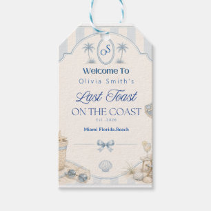 Étiquettes-cadeau Dernière Toast sur la Plage Côtière Bleue Enterrem