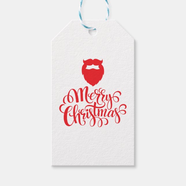 Étiquettes-cadeau Design de Noël Barbe Père Noël (Devant)