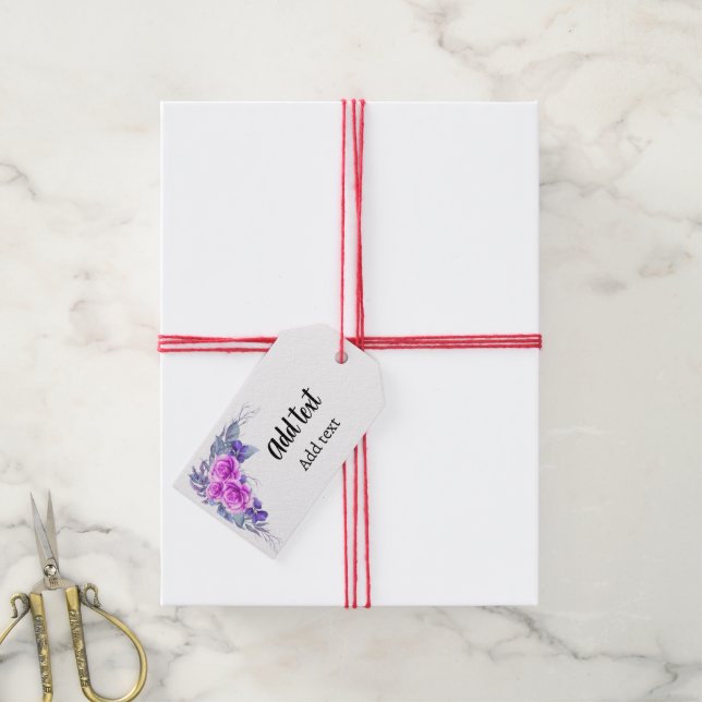 Étiquettes-cadeau Design floral d'aquarelle personnalisé (Avec de la ficelle)