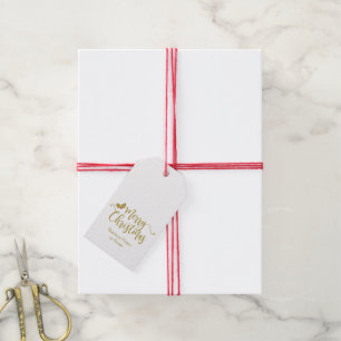 Étiquettes-cadeau Design with Merry Christmas Typography Gold