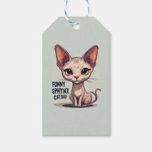 Étiquettes-cadeau Dessin animé de papa chat Sphynx drôle