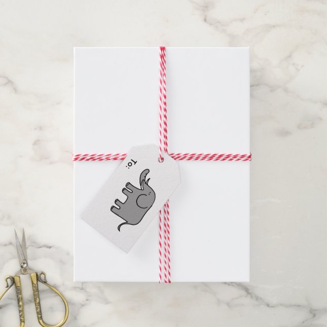Étiquettes-cadeau dessin animé éléphant (Avec de la ficelle)