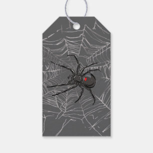 Étiquettes-cadeau Dessin d'art de la veuve noire et de la toile d'ar