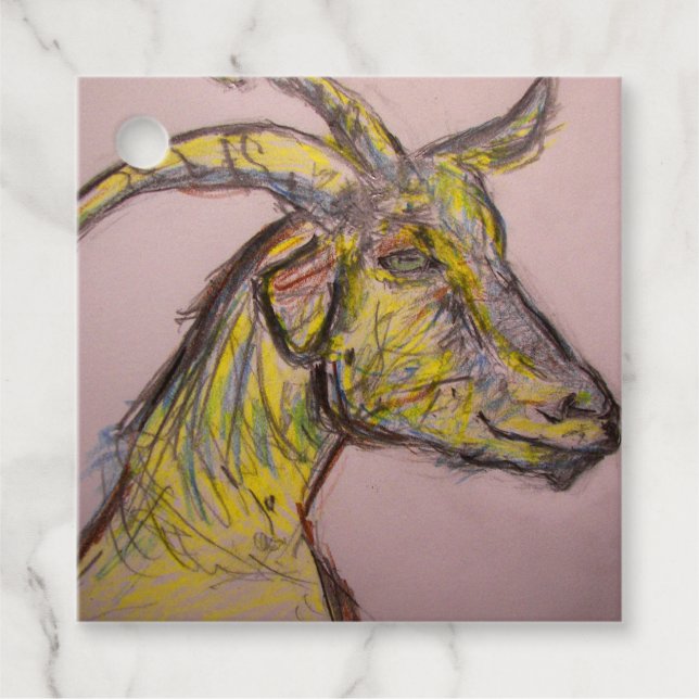 Étiquettes Cadeau Dessin de chèvre (Devant)