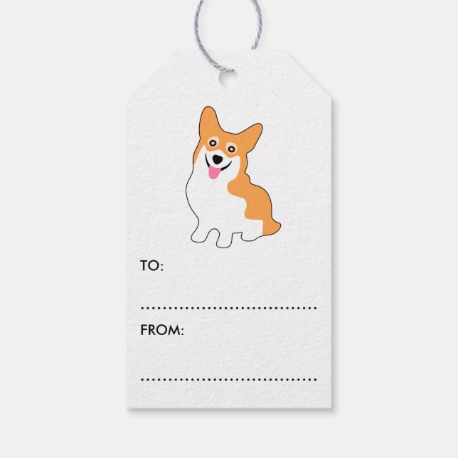 Étiquettes-cadeau Dessin de corgi (Dos)