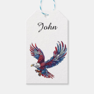 Étiquettes-cadeau Dessin d'un aigle, concept 4 juillet