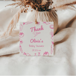 Étiquettes Cadeau Dessiné rose Localement Cultivé Fille Bébé Douche
