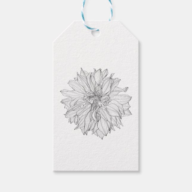 Étiquettes-cadeau Dessinez la fleur de Dahlia florale. (Devant)