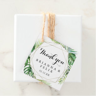Étiquettes Cadeau Destination géométrique Mariage de verdure tropica