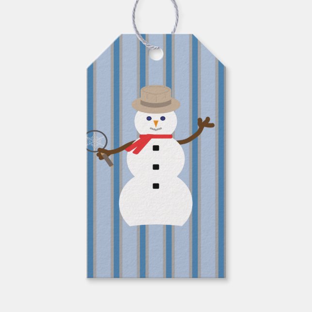 Étiquettes-cadeau Détective de Snowman amusante et fantaisiste (Devant)