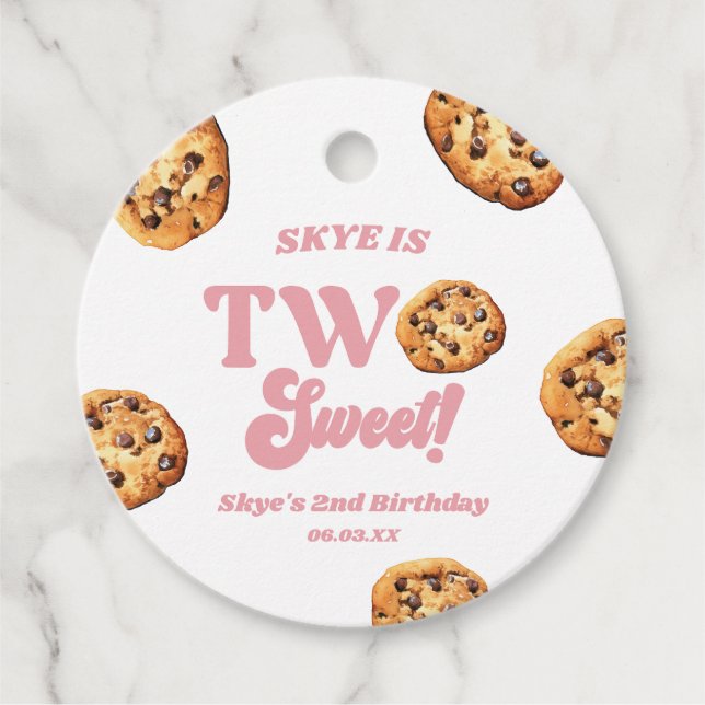 Étiquettes Cadeau Deux biscuits sucrés et du lait 2e anniversaire (Devant)