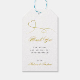 Étiquettes-cadeau Deux Coeurs Or Élégants | MERCI MARIAGE
