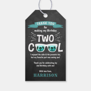 Étiquettes-cadeau Deux Cool Chalkboard Boys 2e Anniversaire Merci